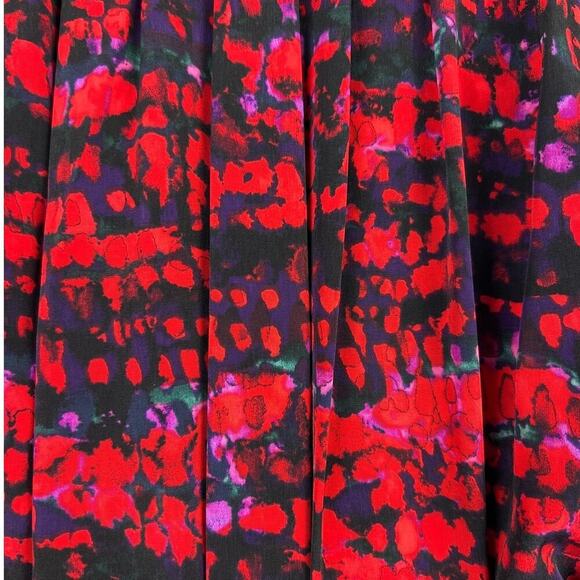 NWOT Marc New York Andrew Marc S Red Black Belted Smocked Sides Fit/Flare Dress - Picture 3 of 12